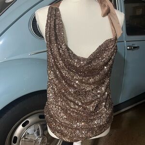 Ann Taylor Tan and Cream Blouse